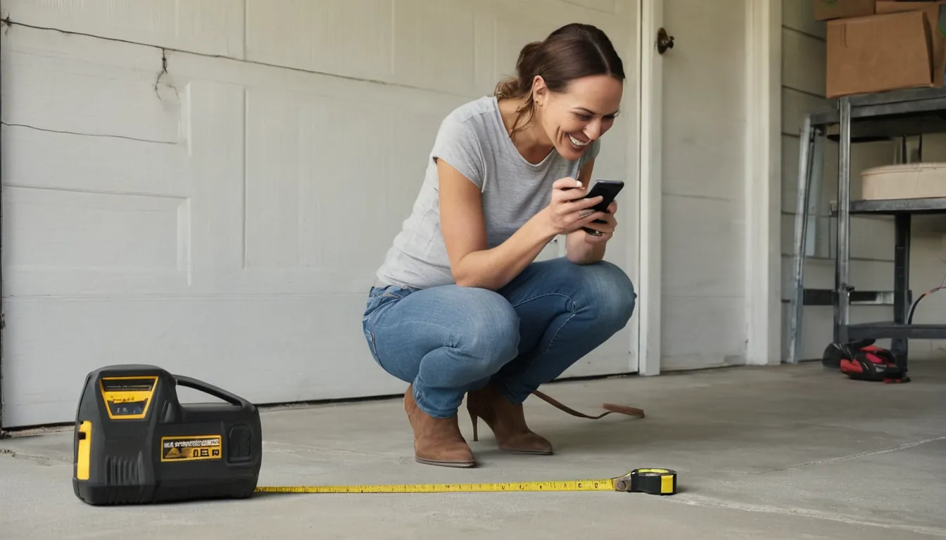 Homeowner photographing a garage floor for an estimate